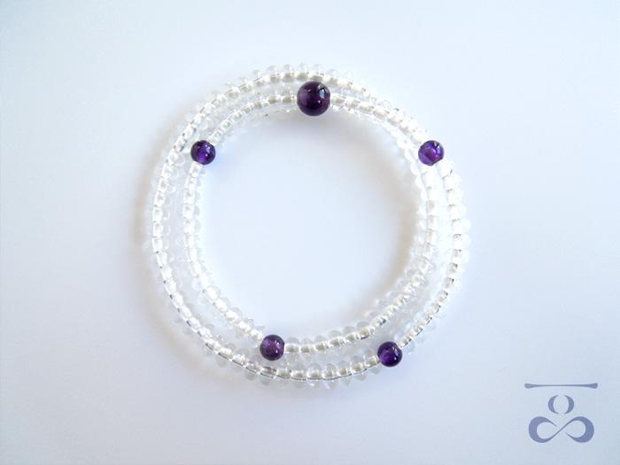 【京都 安田念珠店】 ≪一品（ひとしな）シリーズ≫ 水晶108玉ブレス紫水晶仕立