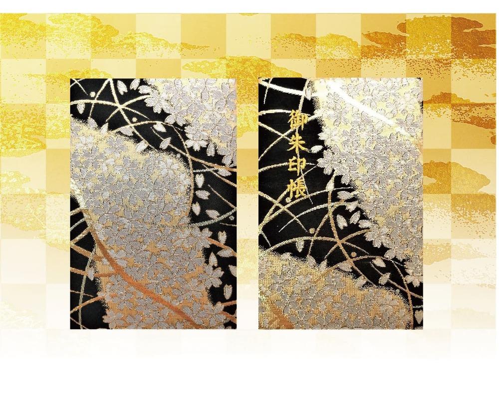 【早和製本】京都西陣織 御朱印帳 黒流水桜 SOWALABO