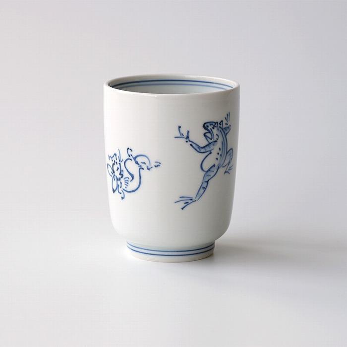 【たち吉】鳥獣戯画 湯呑 染付
