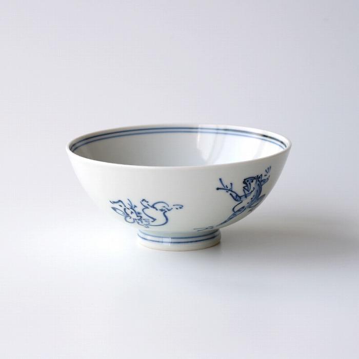 【たち吉】鳥獣戯画 飯茶碗 染付
