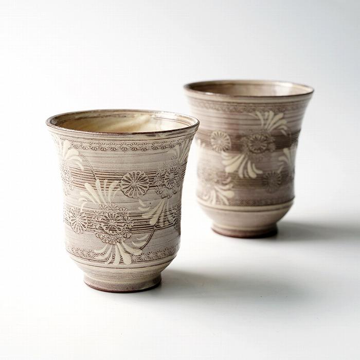 【たち吉】京三島 夫婦湯呑（桐）