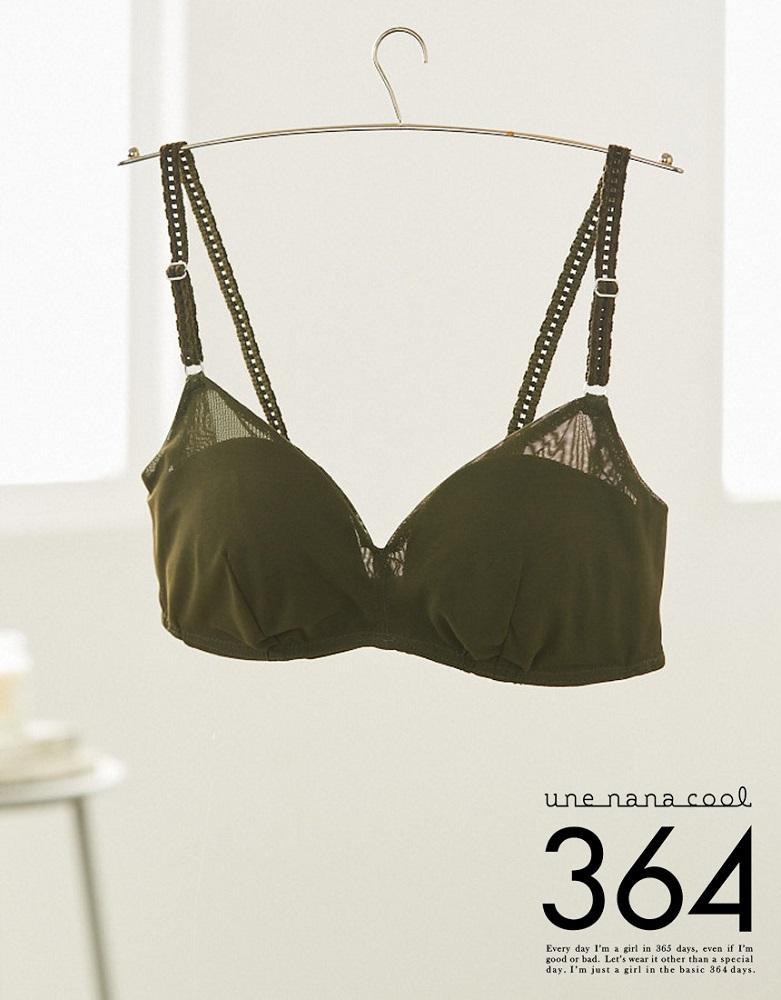 【ウンナナクール】364 シンプル＜LLサイズ＞オリーブ1枚｜京都 ワコール インナーブランド ラクときれいを叶えるノンワイヤーブラジャー 人気［ 毎日つけたい ブラジャー 楽 きれい 人気 おすすめ 下着 レディース 肌着 ギフト プレゼント お取り寄せ 通販 送料無料 ふるさと納税 ］
