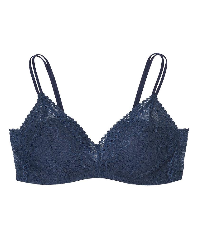 【ウンナナクール】364 レース＜Mサイズ＞ネイビー1枚｜京都 ワコール インナーブランド ラクときれいを叶えるノンワイヤーブラジャー 人気［ 毎日つけたい ブラジャー 楽 きれい 人気 おすすめ 下着 レディース 肌着 ギフト プレゼント お取り寄せ 通販 送料無料 ふるさと納税 ］