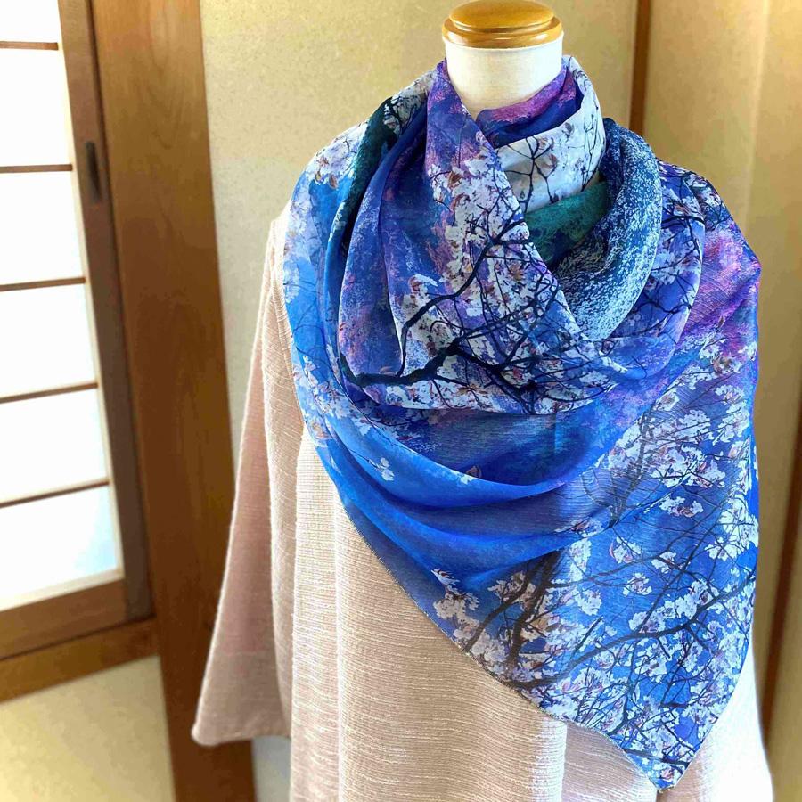 【マルナカ商事】京都スカーフ 「高雄 ～桜～」1枚