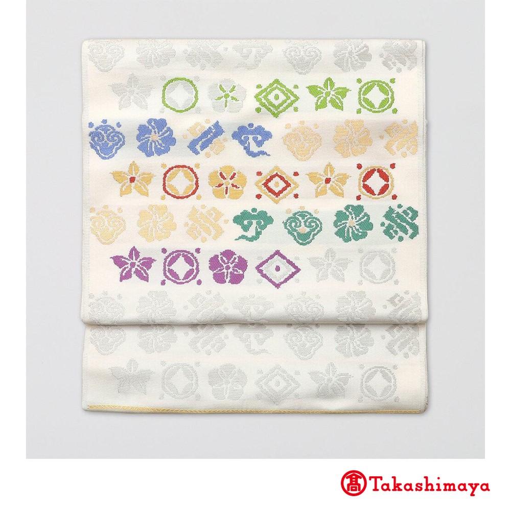【龍村美術織物】龍村錦帯 なごや帯 宝尽くし花文《白》【高島屋選定品】