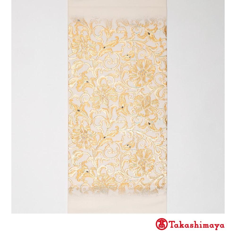 【龍村美術織物】龍村錦帯 袋帯 彫篭唐花文 白【高島屋選定品】