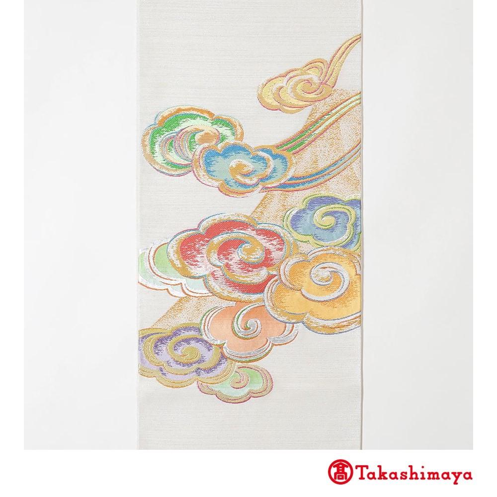 【龍村美術織物】龍村錦帯 袋帯 瑞雲麗峰錦 白×銀杢【高島屋選定品】