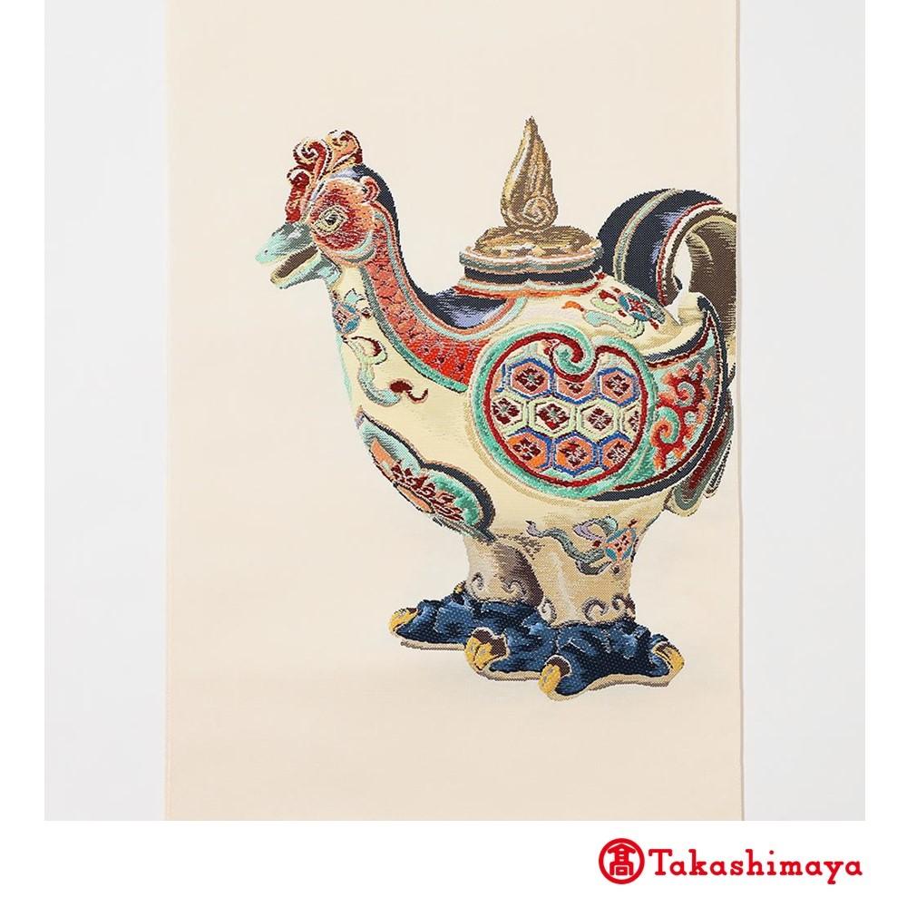 【龍村美術織物】龍村錦帯 袋帯 彩釉鳳凰錦 白茶【高島屋選定品】