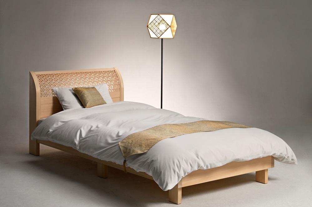 【村山木工】組子ベッド（シングルベッド）