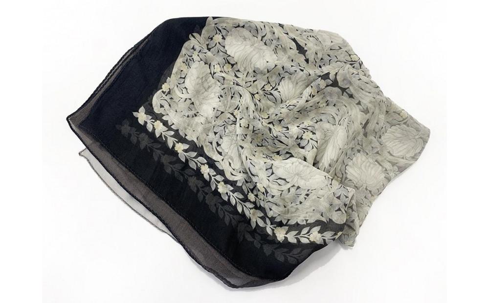 【京都丸紅】V&Aシルクオーガンジーショール（モノトーン）