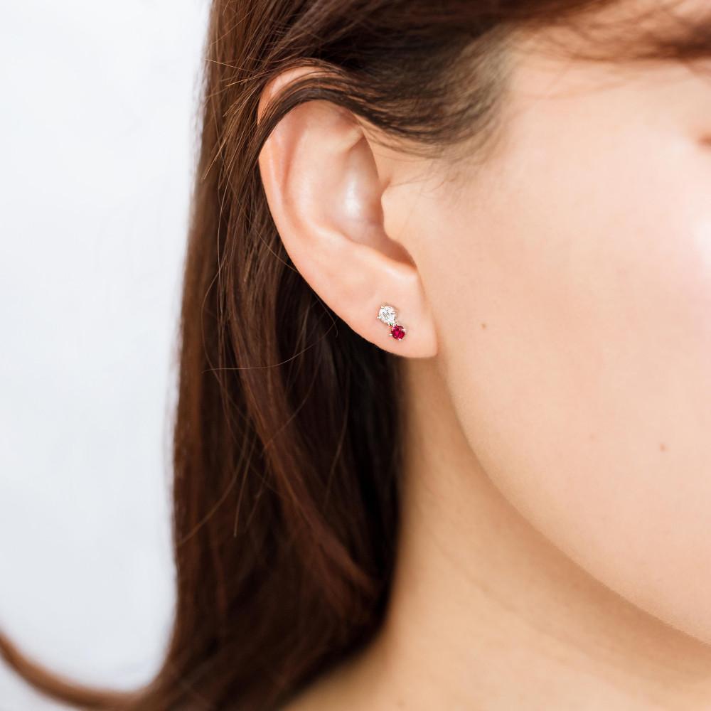 【高島屋選定品】＜京セラ＞クレサンベール＜ルビー／ダイヤモンド ＞PT900 ピアス カジュアル 7月誕生石 ［ 京都 宝石 ジュエリー 人気 おすすめ 高級  特別 おしゃれ ファッション ブランド ダイヤ  ルビー ］