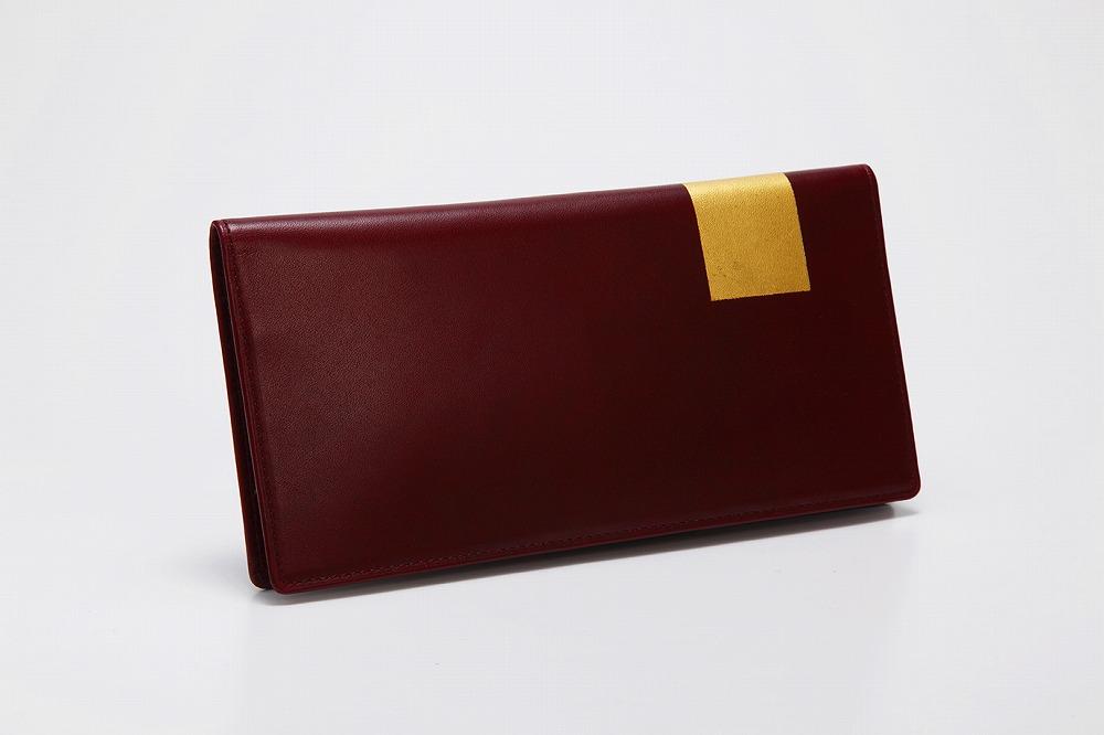 【金箔押　山村】Byobu 長財布（緋色）