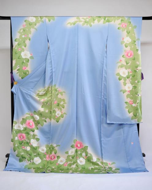 【池内友禅】手描友禅染 振袖（乙女椿）