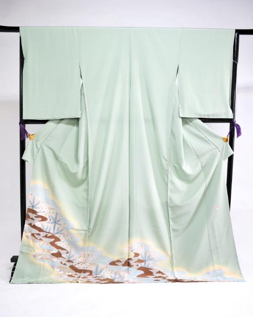 【池内友禅】手描友禅染 色留袖（道長取に慶長文）