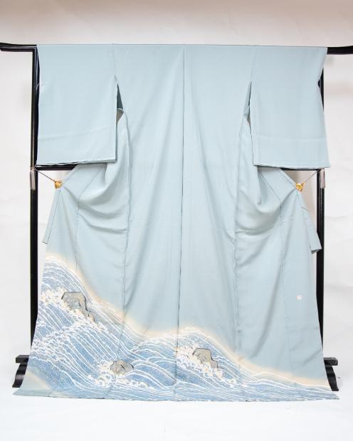 【池内友禅】手描友禅染 色留袖（岩に流水文）