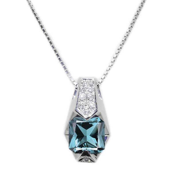 【京セラ】クレサンベール〈アレキサンドライト・天然ダイヤモンド〉ペンダント【プラチナ/プリンセスエメラルドカット/6月誕生石】