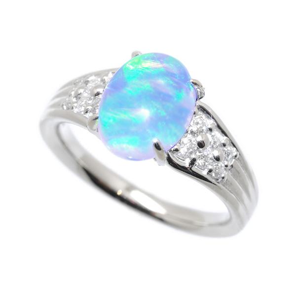 【京セラ】クレサンベール〈ウォーターオパール〉リング【プラチナ/メレダイヤ12石/カボションカット/10月誕生石/BRGW7495】