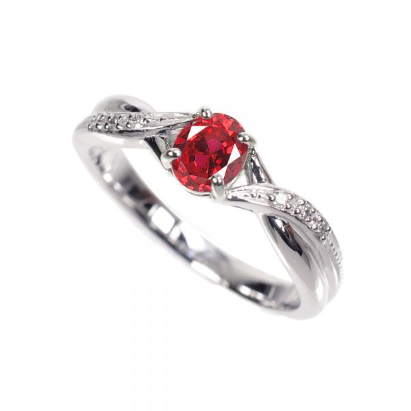 【京セラ】クレサンベール〈ルビー・天然ダイヤモンド〉リング【オーバルカット/メレダイヤ/クロス/7月誕生石/K18ホワイトゴールド/BRGR2653】