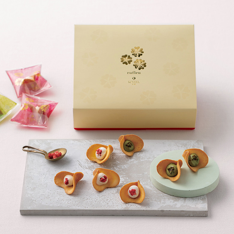 【KINEEL】ルフル 16個入（バニラ8個・抹茶8個）［ 京都 老舗 和菓子 千寿せんべい 有名店 ラングドシャ 人気 おすすめ お菓子 スイーツ 洋菓子 花 お取り寄せ 通販 ギフト プレゼント 贈答 ふるさと納税 ］