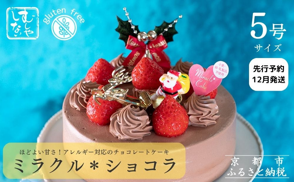 [数量限定・先行予約][むしやしない]ミラクル*ショコラ クリスマスケーキ5号|京都 スイーツ 人気ブランド アレルギー対応ケーキ[ 京都一乗寺 グルテンフリー ヴィーガン チョコレート ケーキ 冷凍 12/19〜21に発送 人気 おすすめ Christmas Xmas ギフト プレゼント お取り寄せ 通販 送料無料 ふるさと納税 ]