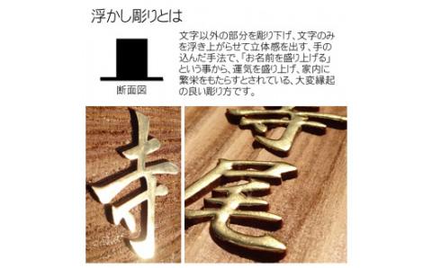 木製金箔浮かし彫り表札(長方形) FCG006
