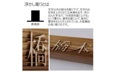 木製浮かし彫りマンション用表札(長方形) FCG033