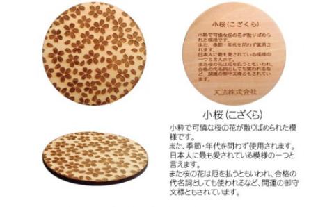 木製和柄コースター(4枚セット)丸　和柄縁起解説入 FCG041