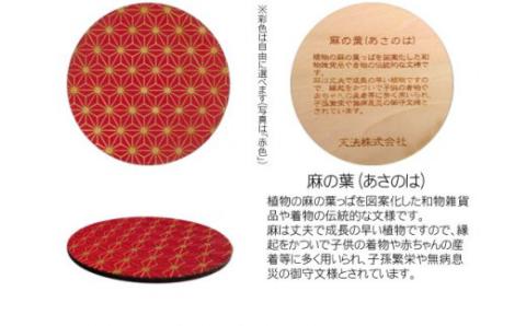 木製和柄彩色コースター(4枚セット)丸　和柄縁起解説入 FCG043