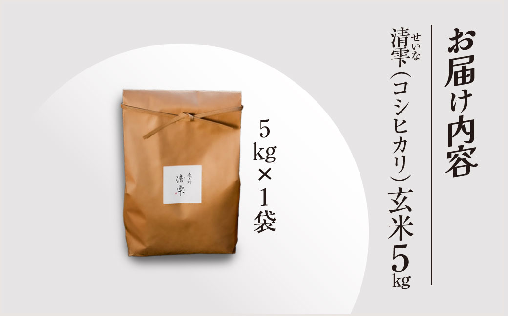 ＜令和7年9月末より発送予定！＞京都夜久野産　清雫（せいな）　コシヒカリ＜玄米5kg＞/ 令和7年度産 先行 5kg 収穫 玄米 夜久野 京都 京都府 福知山 FCDB017