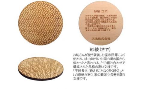 木製和柄コースター(4枚セット)丸　和柄縁起解説入 FCG041