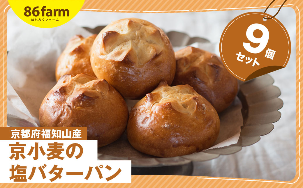 京小麦の塩バターパン 9個セット / パン ぱん 塩バターパン 京小麦 卵 福知山産 塩 釜炊き 食事 おやつ 9個セット 京都府 福知山市 FCAM011