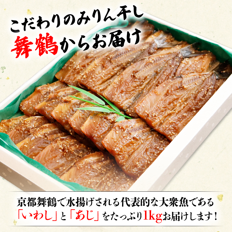 干物 いわし あじ みりん干し セット 鰯 鯵 ひもの 詰め合わせ 500g ずつ 冷凍 合計 1kg 1キロ 10000円 魚類 一万円 京都府 舞鶴