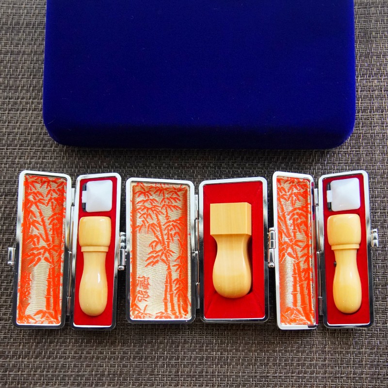 手彫り印鑑 法人印 認印 角印 3本 セット ケース付き