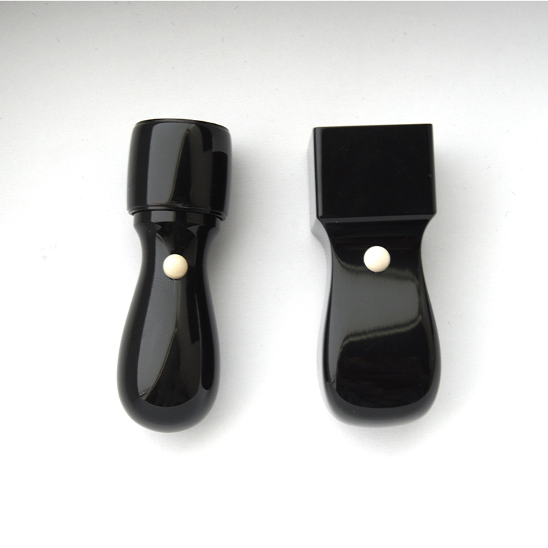 手彫り印鑑 黒水牛 法人印 丸印 と 角印 2本セット ケース付き