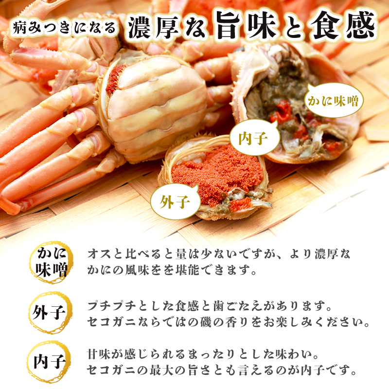 【11月中旬～年内発送】 茹で セコガニ 6杯 800g以上 | 舞鶴 こっぺがに セコガニ 雌ガニ 冬限定 カニ 内子 外子 かに味噌 日本海 冷凍 舞鶴港 海鮮 ボイル蟹 カニ通販 ふるさと納税 ギフト 冬の味覚