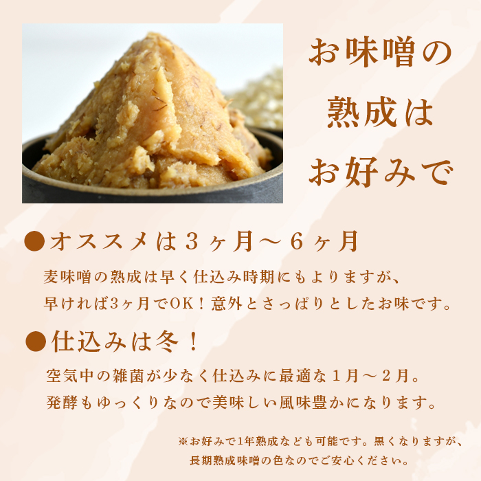 生こうじ 大阪屋の麹で作る 麦田舎味噌 セット 出来上がり約6kg 麦合わせ味噌400g付き ： 自分で作る 味噌 麦味噌 田舎味噌 生麹 米麹 手づくり 仕込み 食育 楽しみ