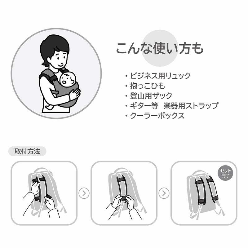 ジェルトロン リュック用ショルダーパッド ショルダーパット パット パッド リュック 鞄 肩こり 重さ軽減 肩の負担軽減 肩パッド ブラック 食い込み 軽減