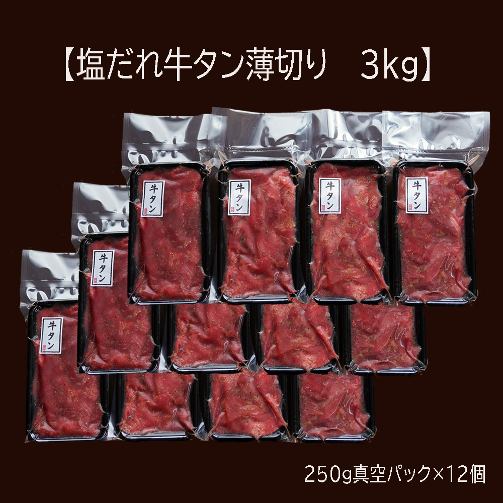 【 訳あり 】 塩だれ 牛タン 薄切り 3kg(250g×12) タン塩 塩だれ 切り落とし 塩だれ 味付き 味付 味付け肉 焼肉 冷凍 小分け 不揃い 肉 牛 牛肉 ビーフ キャンプ アウトドア バーベキュー BBQ セット 簡単調理 便利 焼くだけ 京都 舞鶴 幸福亭