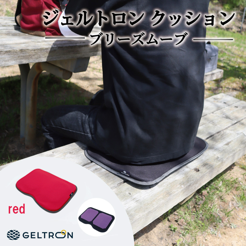 【red】 ジェルトロン クッション ブリーズムーブ 選べるカラー 持ち運びクッション 持ち運べる 薄型 軽量 座布団 椅子 イス 運転席 運転 腰痛 骨盤 小型 通気性 振動軽減 飛行機 新幹線トラック フェス 観覧 観劇 観戦 車 夜行バス 移動 車いす 車椅子 蒸れない アウトドア キャンプ 京都 舞鶴 GELTRON
