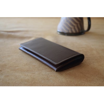 本革長財布　チョコ　高級イタリアンレザー使用