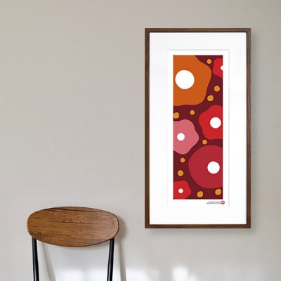 ＼注目の和紙アート/ 【絵画】椿　額装サイズ300mmx600mm　阿波紙