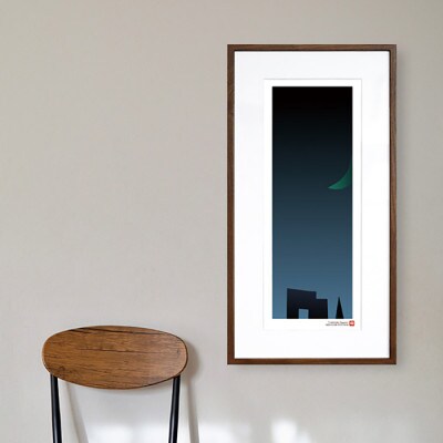 ＼注目の和紙アート/ 【絵画】群青の月夜　額装サイズ300mmx600mm　阿波紙