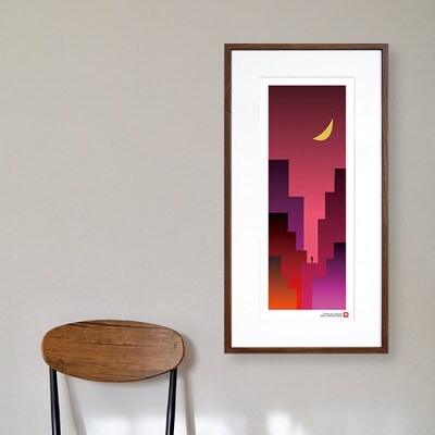 ＼注目の和紙アート/ 【絵画】夕暮れの街　額装サイズ300mmx600mm　阿波紙