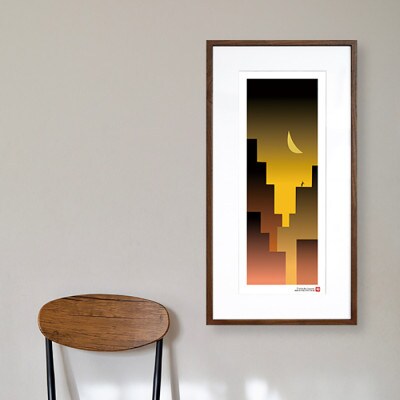 ＼注目の和紙アート/ 【絵画】黄昏の街　額装サイズ300mmx600mm　阿波紙