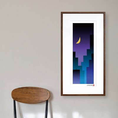 ＼注目の和紙アート/ 【絵画】夜の街　額装サイズ300mmx600mm　阿波紙