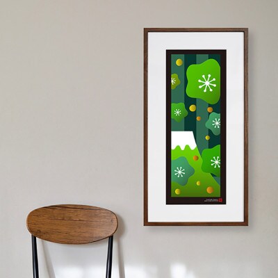 ＼注目の和紙アート/ 【絵画】富士と桜(緑)額装サイズ300mmx600mm　阿波紙