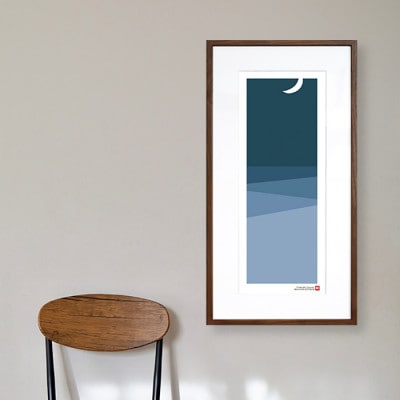 ＼注目の和紙アート/ 【絵画】藍色の月夜　額装サイズ300mmx600mm　阿波紙