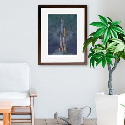 ＼京都・綾部の癒やし系作家/【絵画】　天空の城　　額装サイズ526mmx412mm