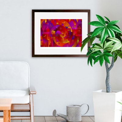 ＼京都・綾部の癒やし系作家/【絵画】　赤いシンボル　　額装サイズ526mmx412mm