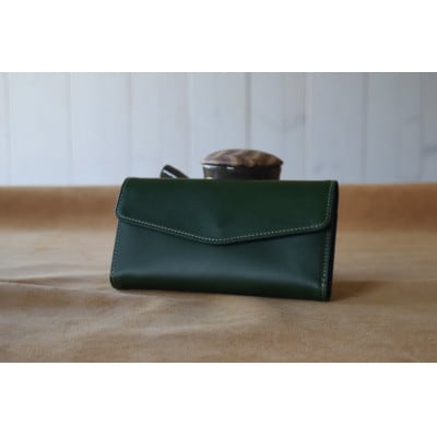 本革長財布　高級イタリアンレザー使用　グリーン